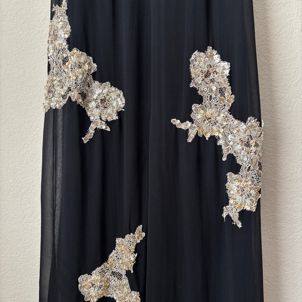 Sue Wong Nocturne Y2K Vintage Silk Beaded Lace Appliqué Formal Evening Dress - Picture 6 of 15